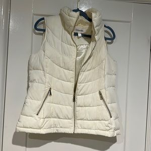 Calvin Klein creme puff vest with gold zipper